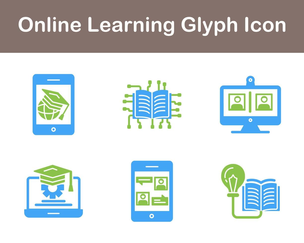 en línea aprendizaje vector icono conjunto