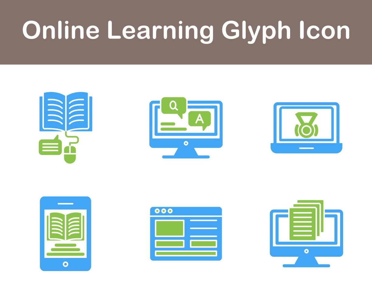 en línea aprendizaje vector icono conjunto