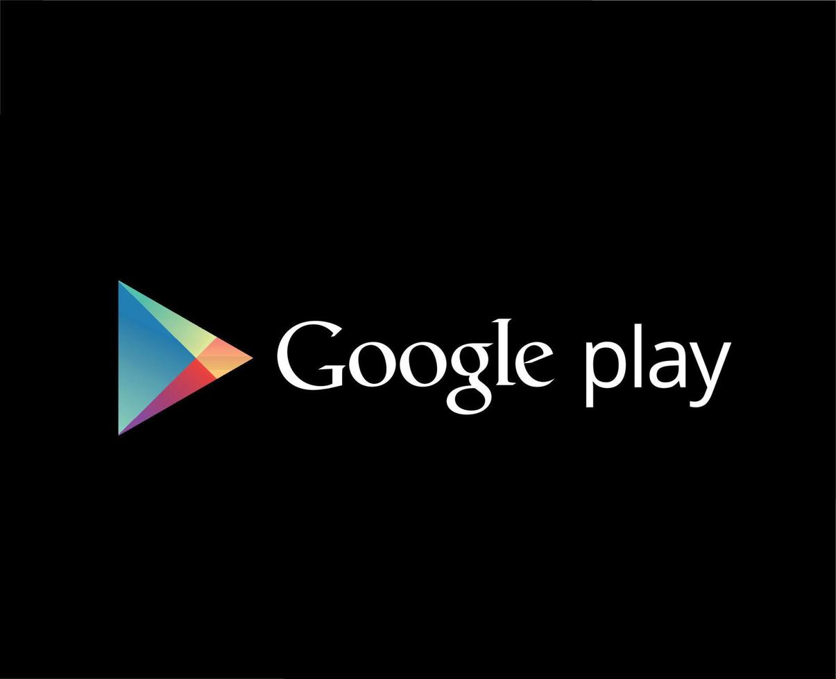 Google Play Symbol Logo With Name Design Software Phone Mobile Vector Illustration With Black Background