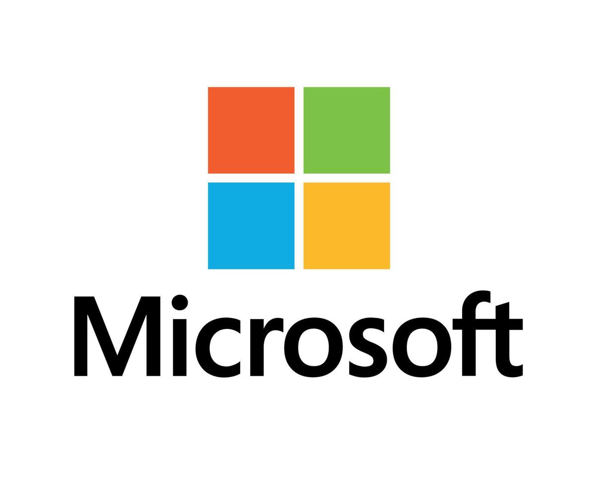 microsoft software marca logo símbolo con nombre diseño vector ilustración