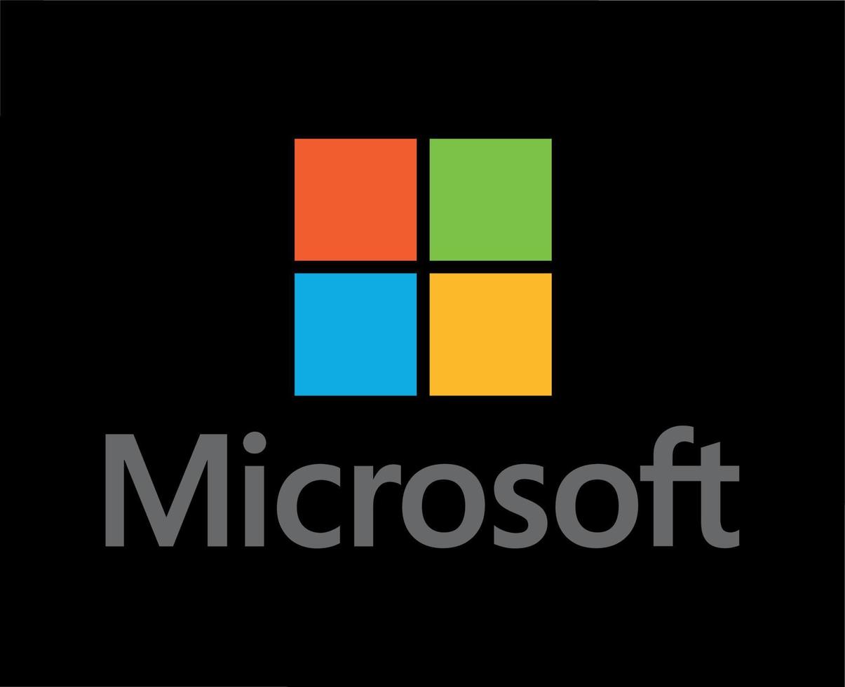 Microsoft Software Brand Logo Symbol With Name Design Illustration Vector With Black Background