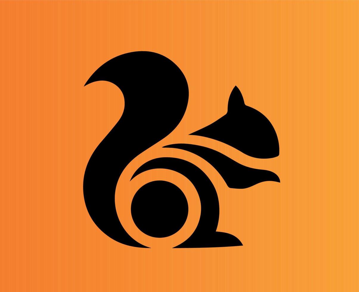 UC Browser Logo Brand Symbol Black Design Alibaba Software Vector Illustration With Orange Background