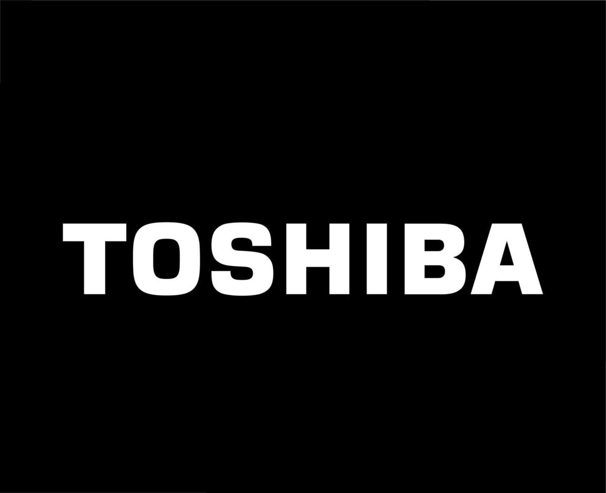 Toshiba Logo Brand Computer Symbol White Design French Laptop Vector Illustration With Black Background