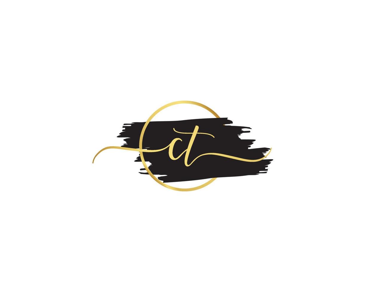 Luxury Ct Logo Icon, Minimal CT Signature Letter Logo Icon Design vector