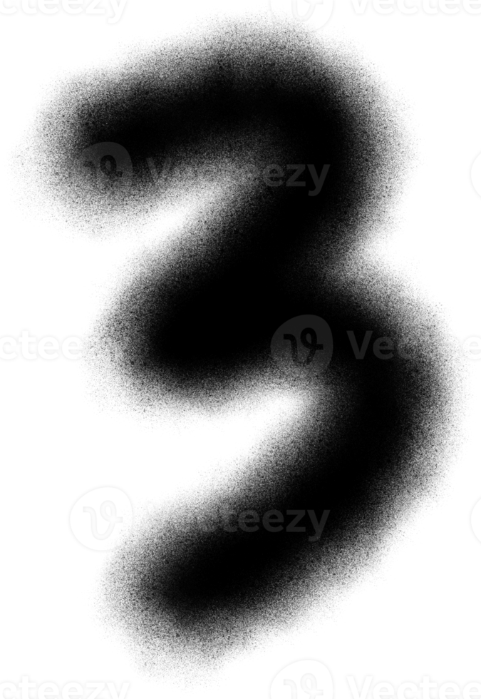 Nummer 3 im sprühen Bürste Farbe Partikel zum Element png