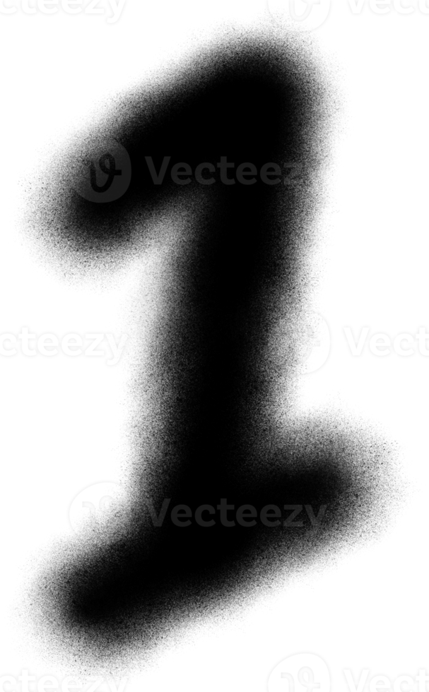 Number 1 in Spray brush paint particle for element png