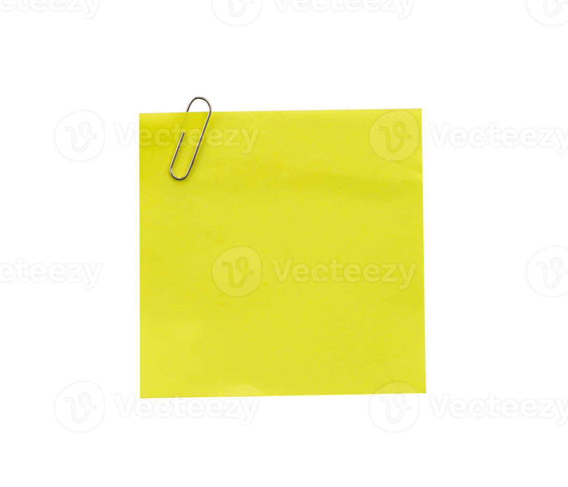 blank yellow note paper with clip png