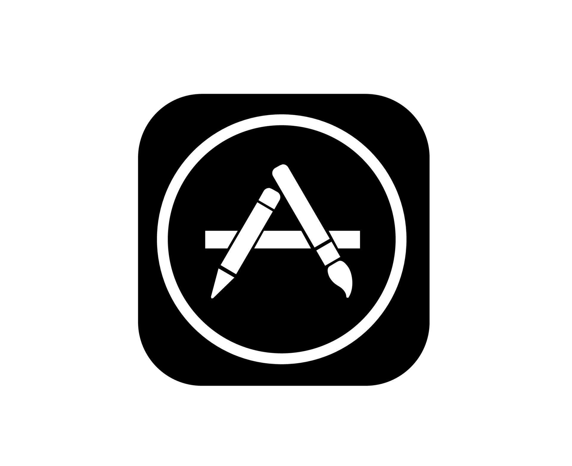 App Store Icon Logo Phone Apple Symbol Black And White Design Mobile