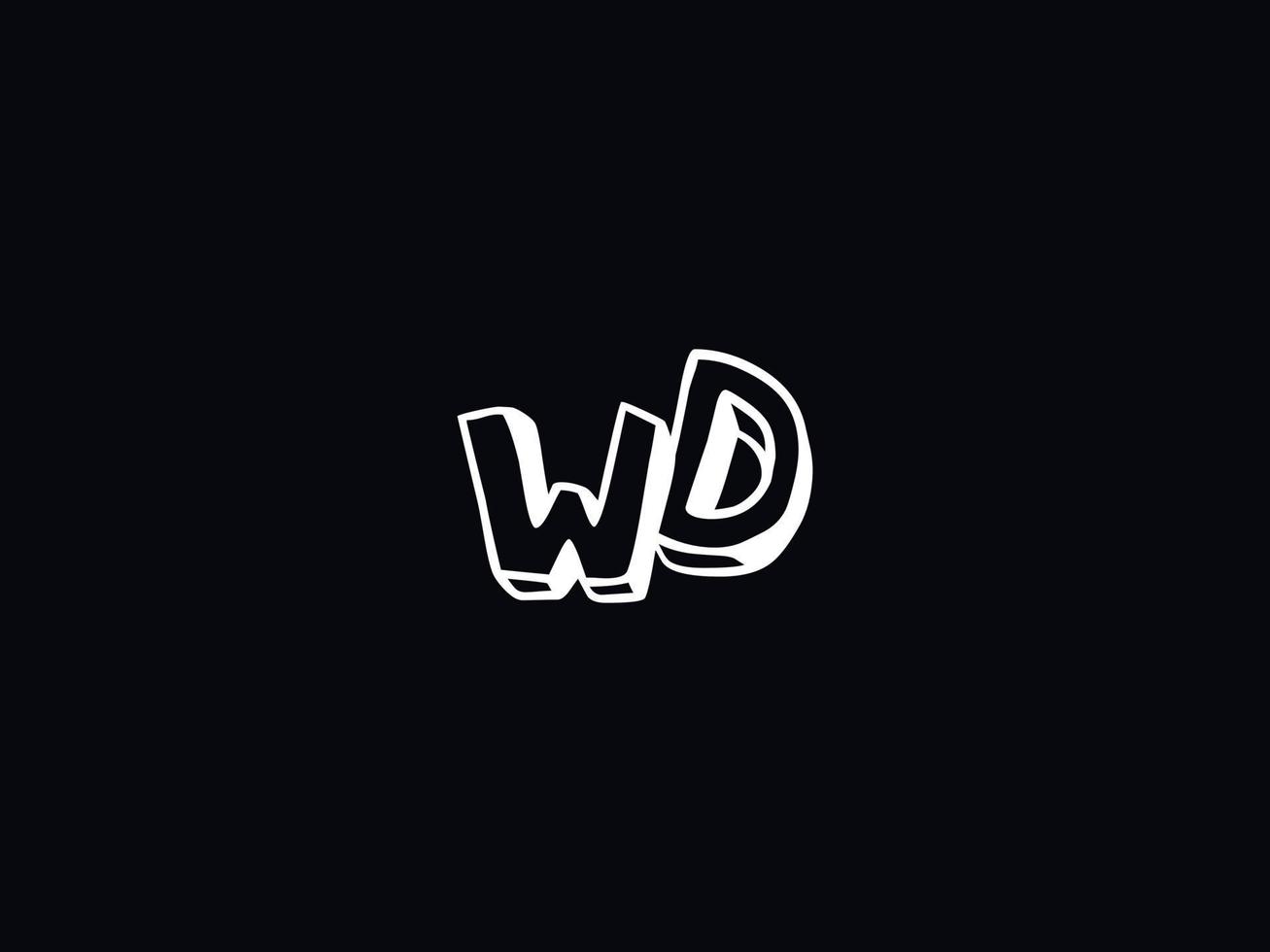 único wd logo icono, creativo wd vistoso letra logo vector