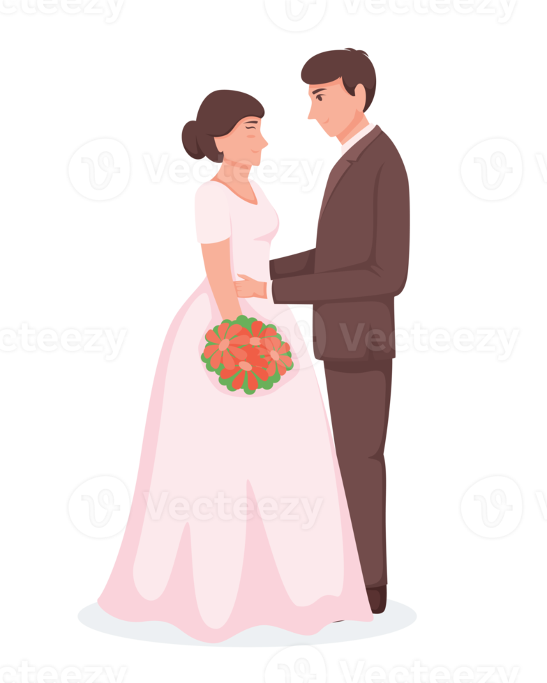 Bride and Groom. Couple wedding illustration png