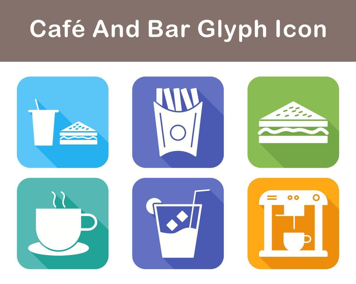 café y bar vector icono conjunto