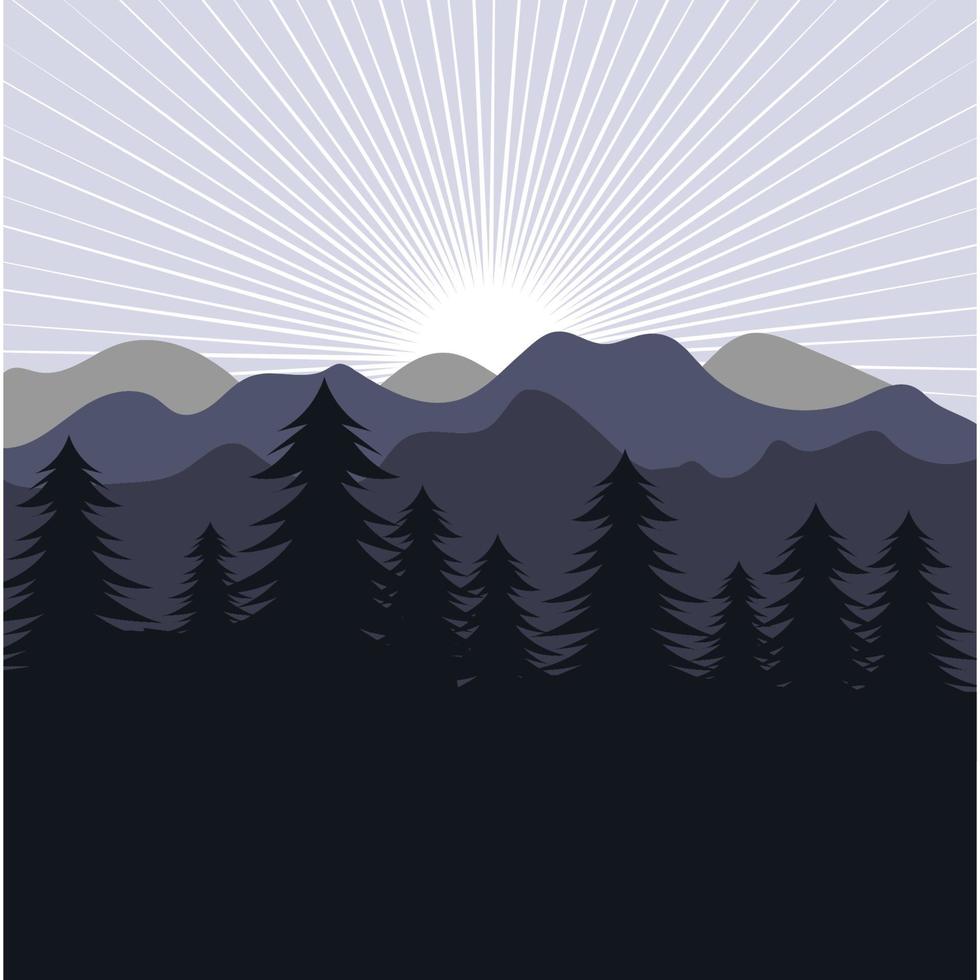 landscape pines tree and mountain  vector illustration design