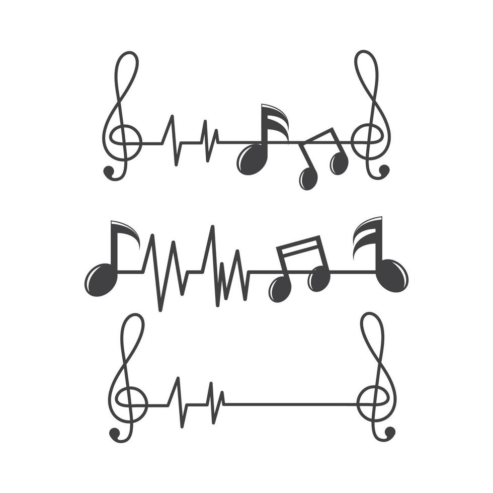 music note pulse line vector illustration