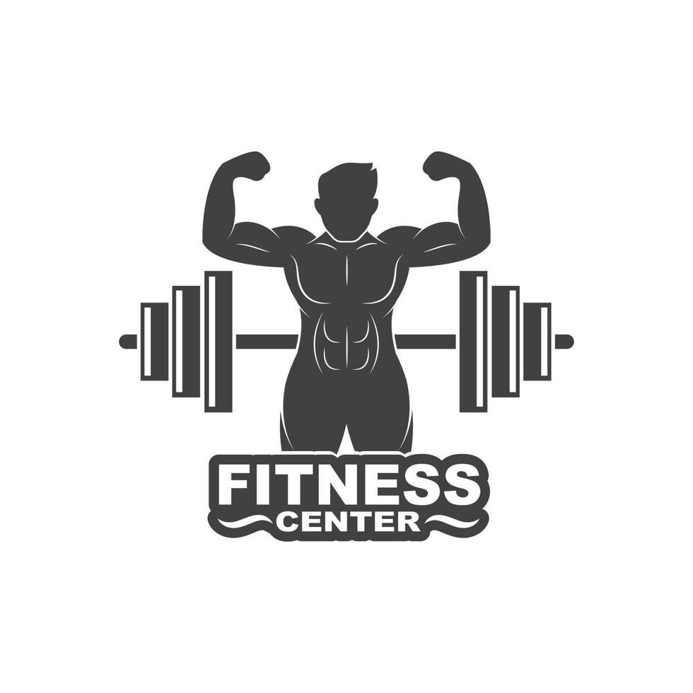 Bodybuilder fitness gym icon logo badge vector illustration