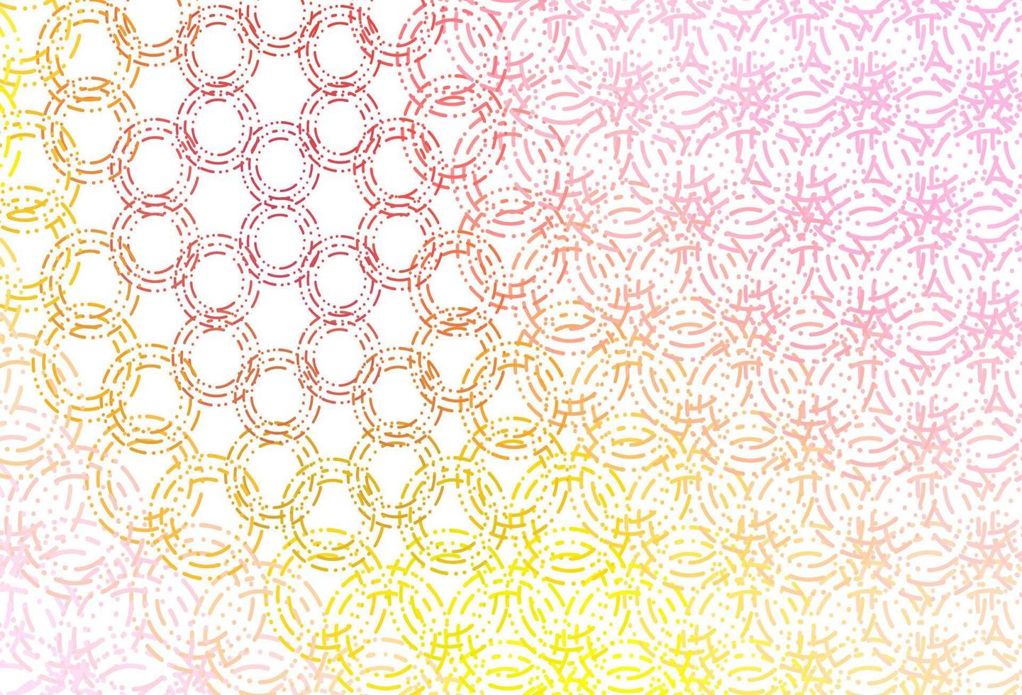 Light pink, yellow vector background with bubbles.