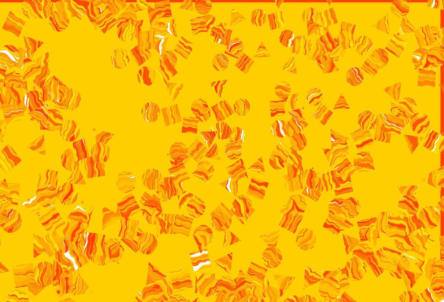 plantilla de vector de color amarillo claro, naranja con cristales, círculos, cuadrados.