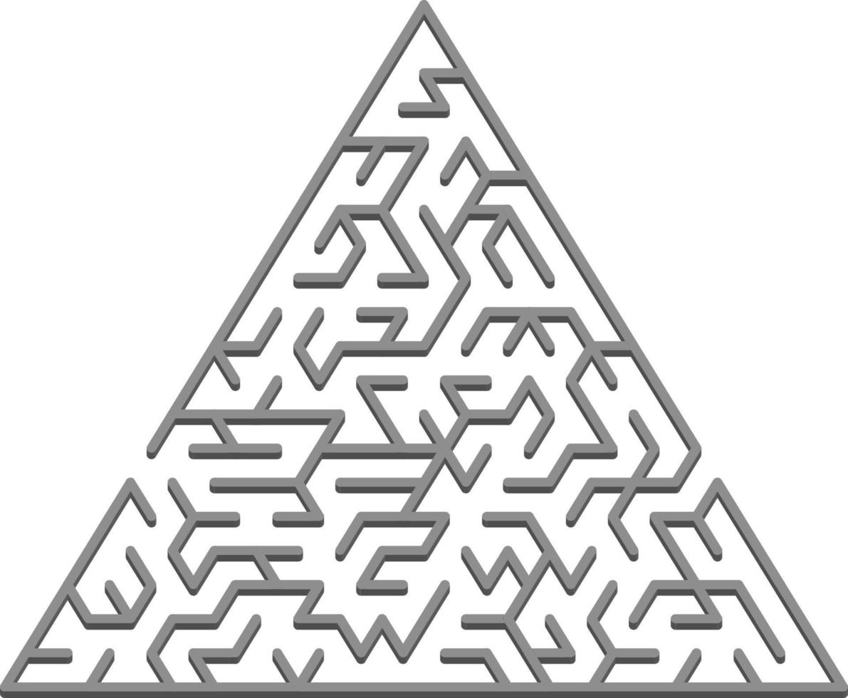Vector layout with a gray triangular 3D maze, riddle.