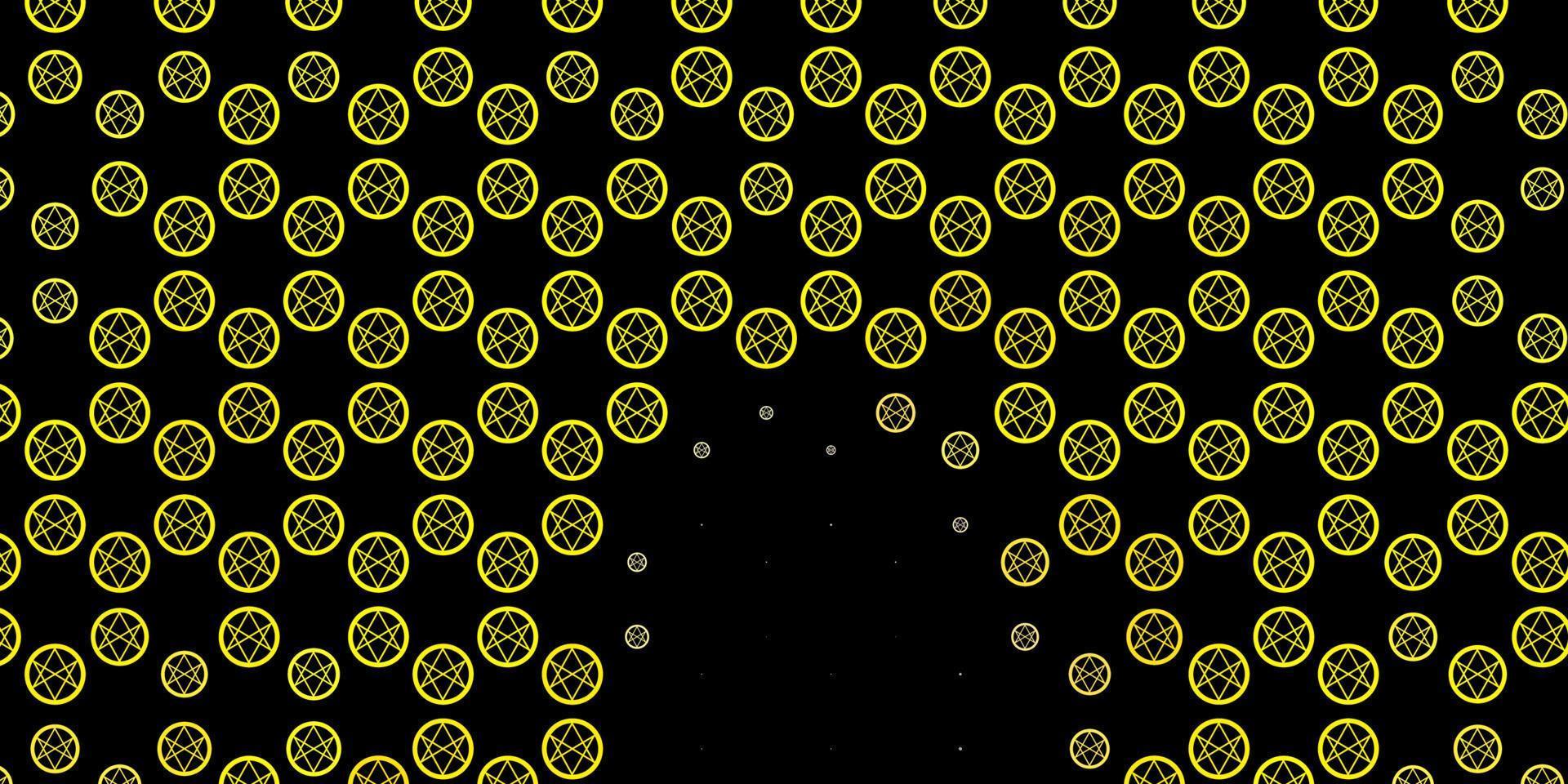 Dark Pink, Yellow vector background with occult symbols.