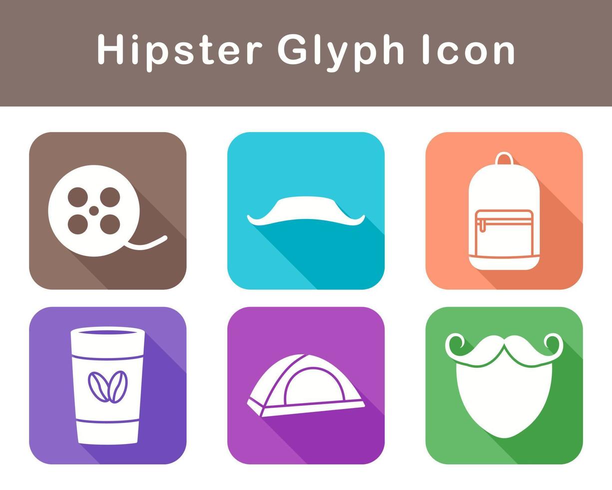 hipster vector icono conjunto