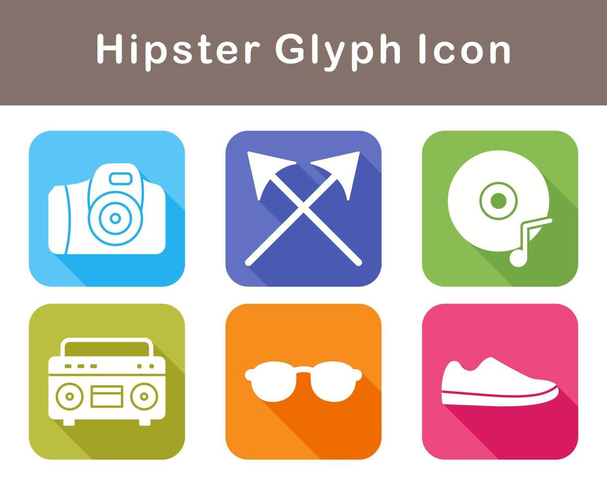 hipster vector icono conjunto