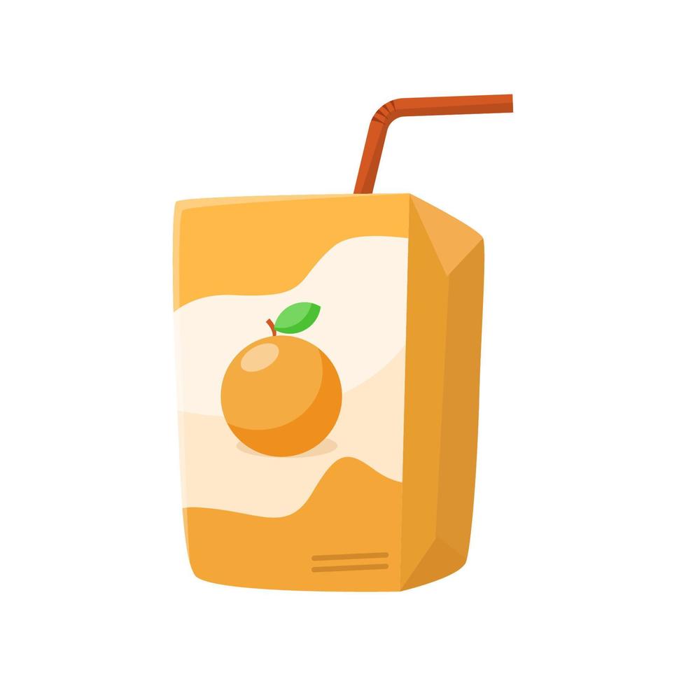 Orange juice box with straw vector illustration