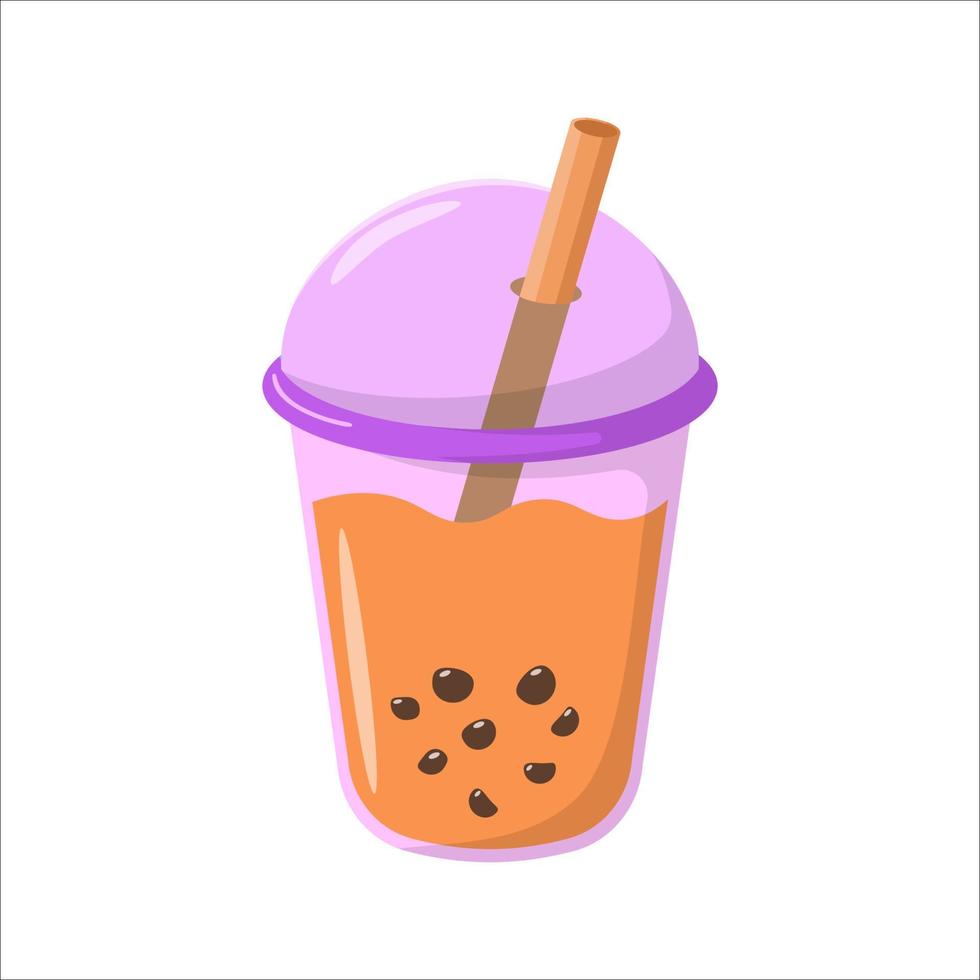 Bubble milk tea vector illustration in flat style