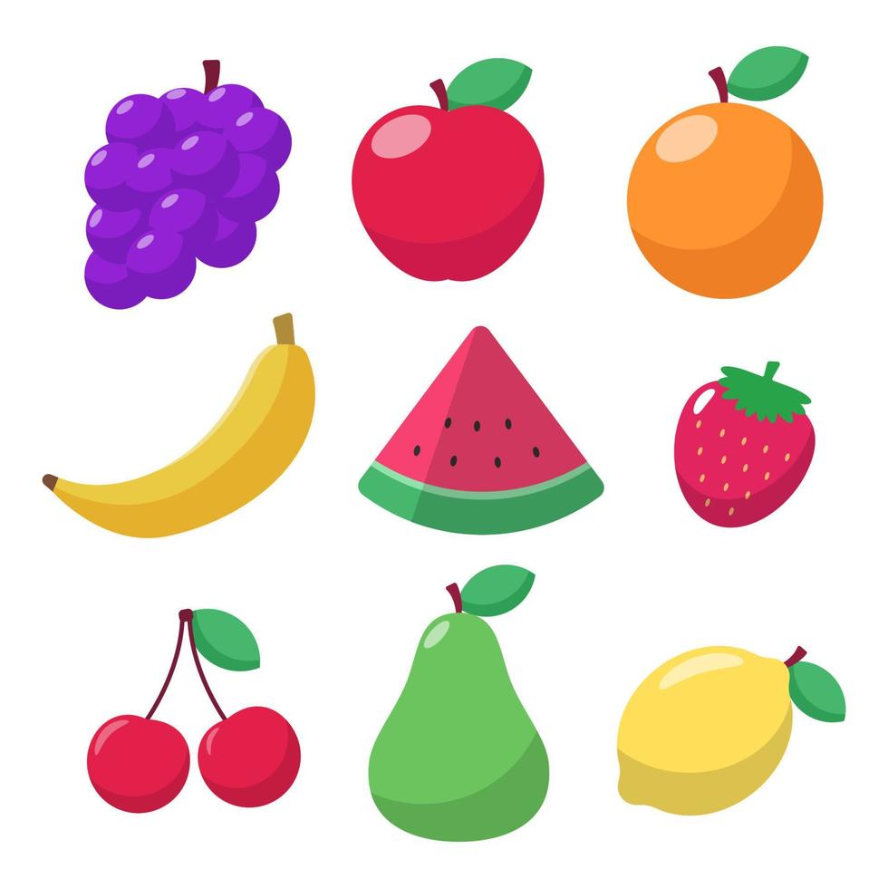 conjunto de frutas vector ilustración en plano estilo