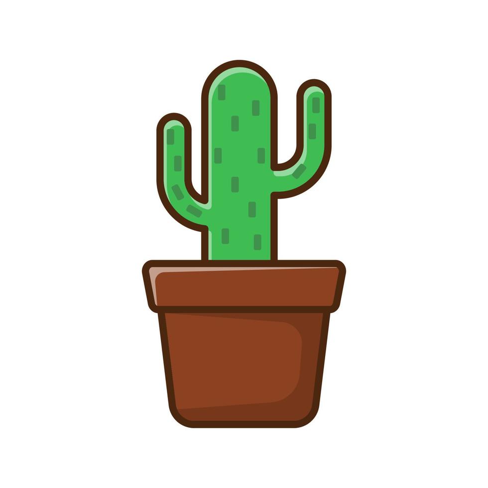 Simple and cute cactus vector illustration isolated on white background