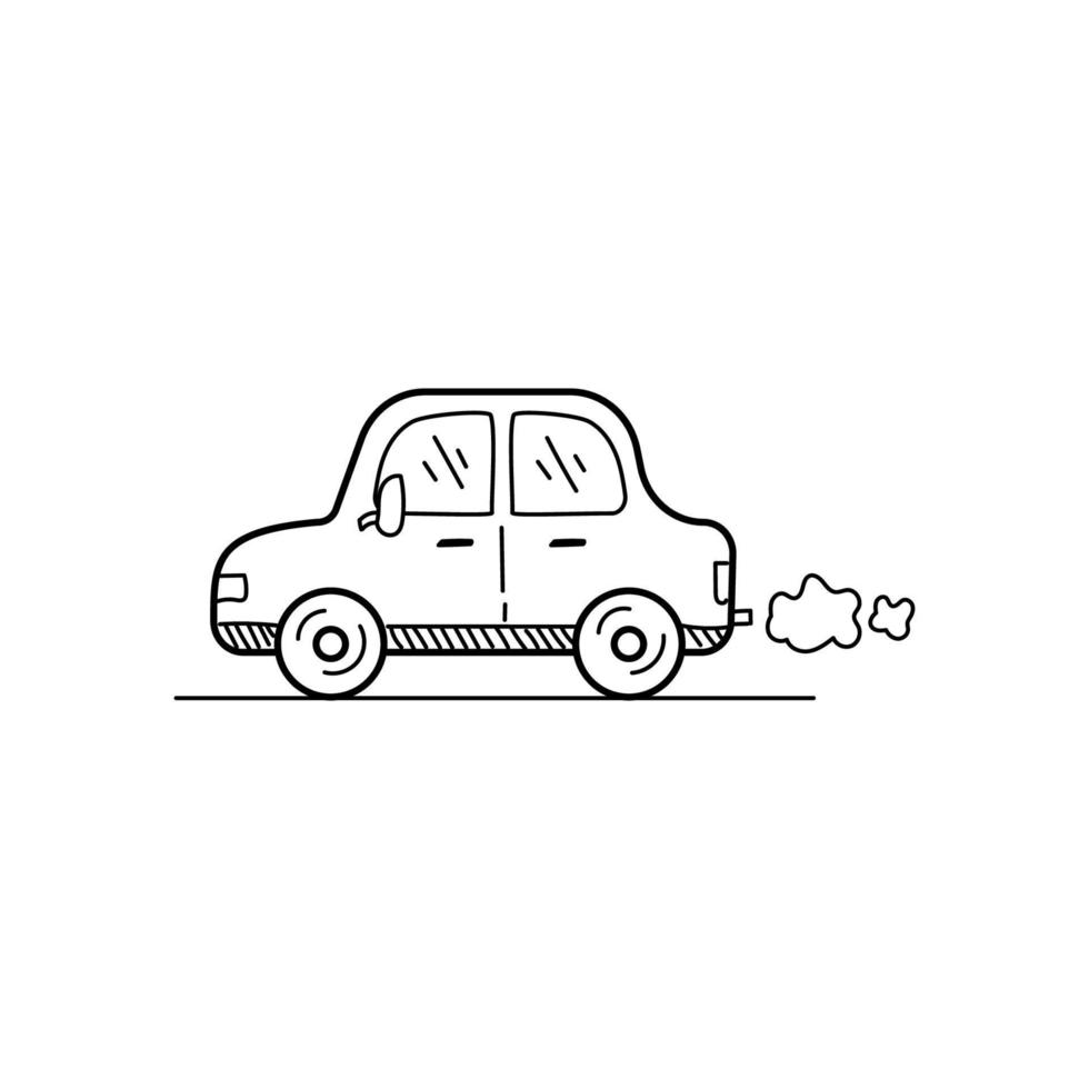 Single car illustration in cute doodle drawing style vector