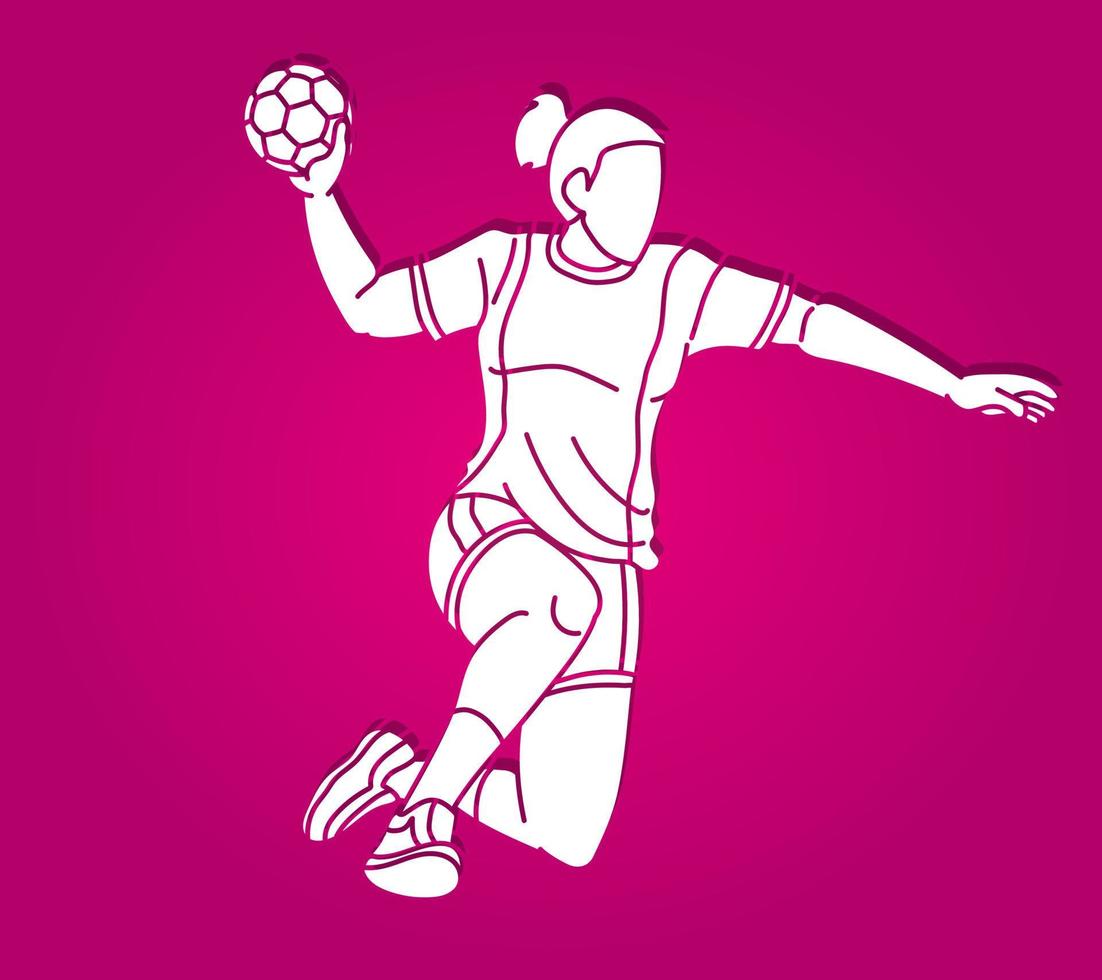 Shadow Handball Sport Woman Player Action vector