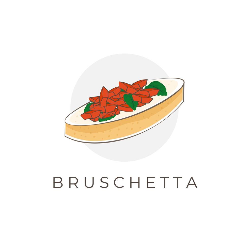 Delicious Italian Bruschetta Bread Cartoon vector illustration logo