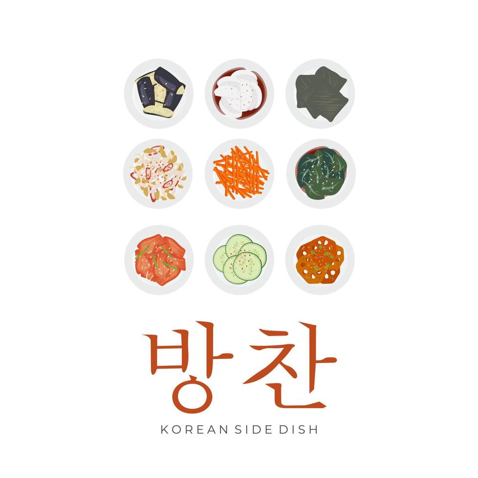 Vector Illustration Logo of Various Korean Side Dishes Or Banchan