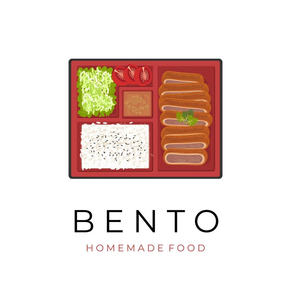 Japanese Katsu Bento vector illustration logo