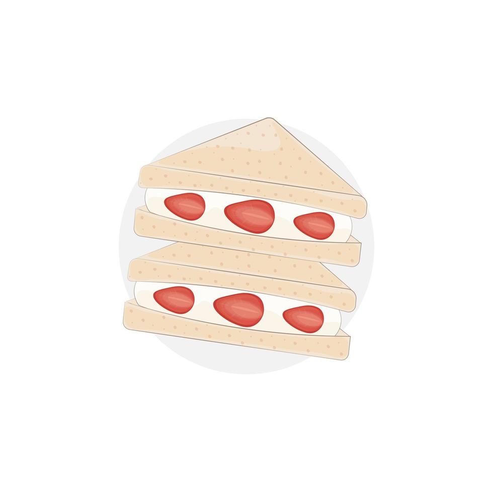 Fruit Sando Vector Illustration Logo With Strawberry Fruit Filled