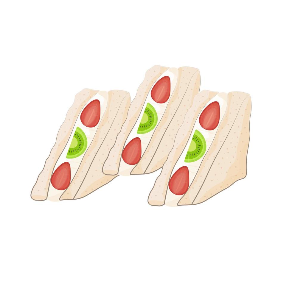 Japanese Fruit Sando Vector Illustration Logo With Cream Filling And Fresh Fruit