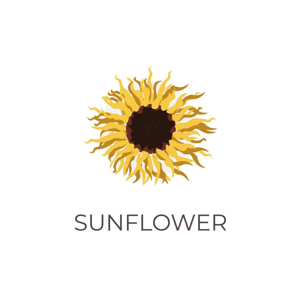 Vintage Yellow Sunflower Vector Illustration Logo