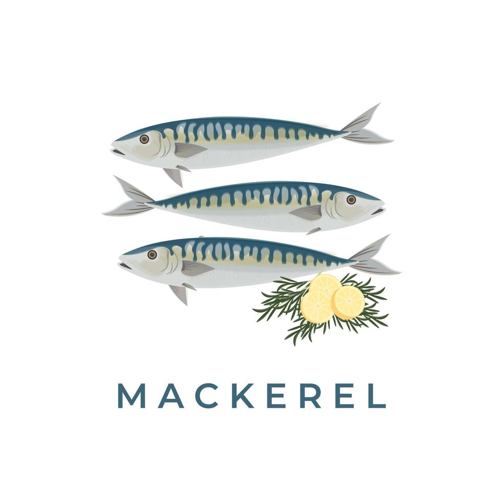 Fresh mackerel fish Vector Illustration logo