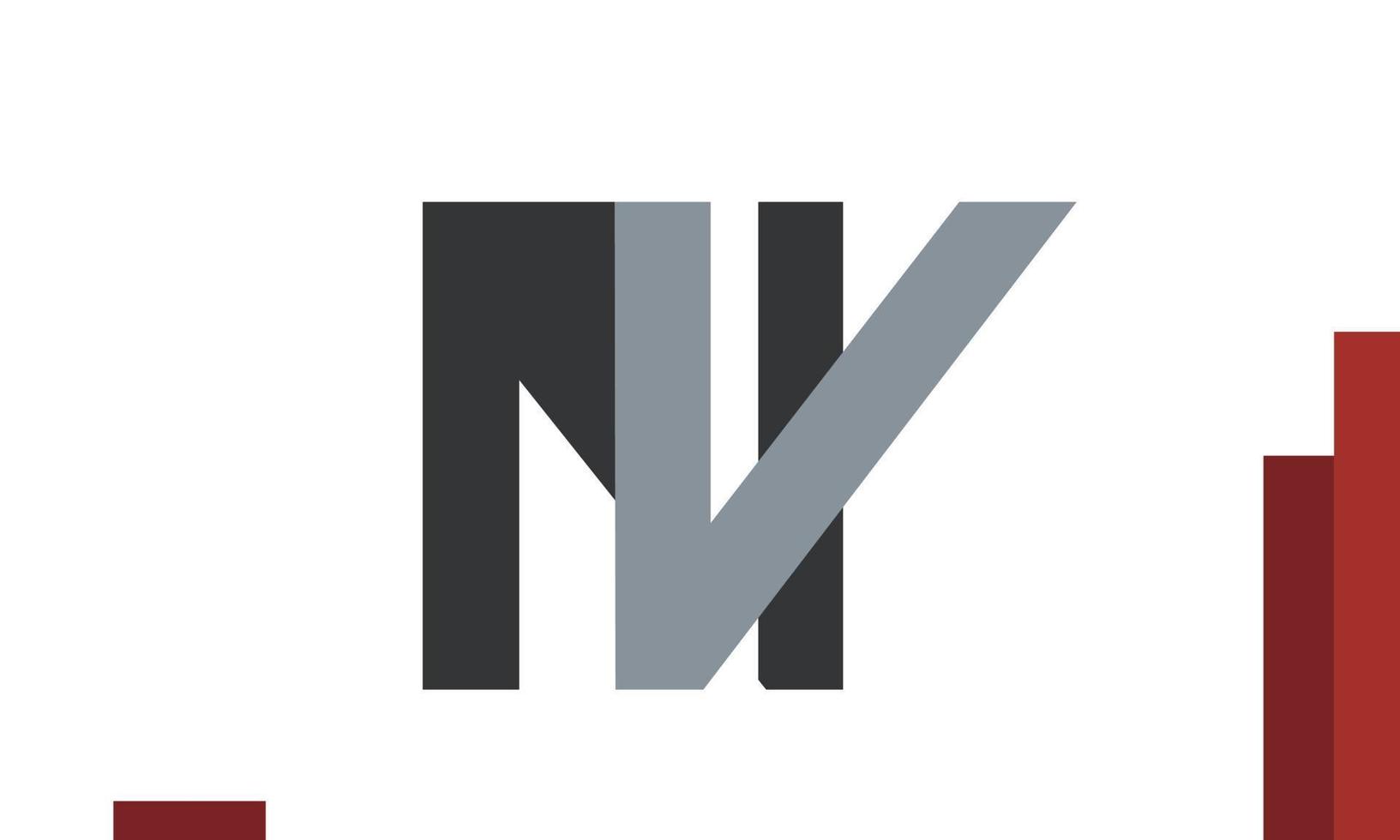 letras del alfabeto iniciales monograma logo nv, vn, n y v vector