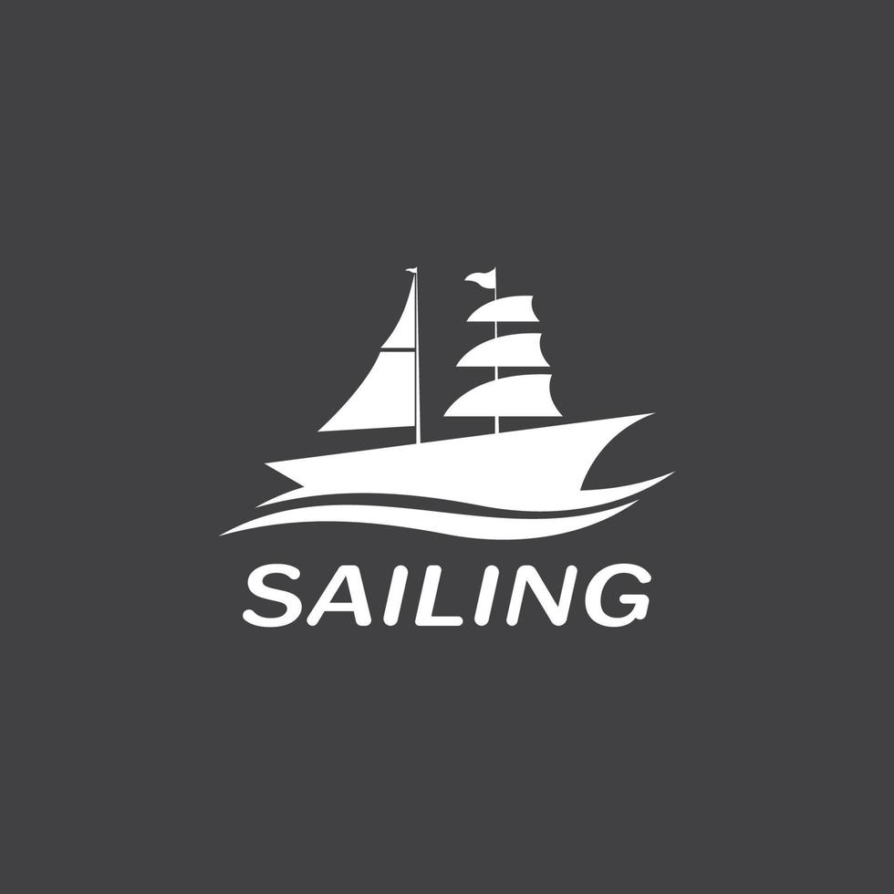navegación barco yate logo vector ilustración