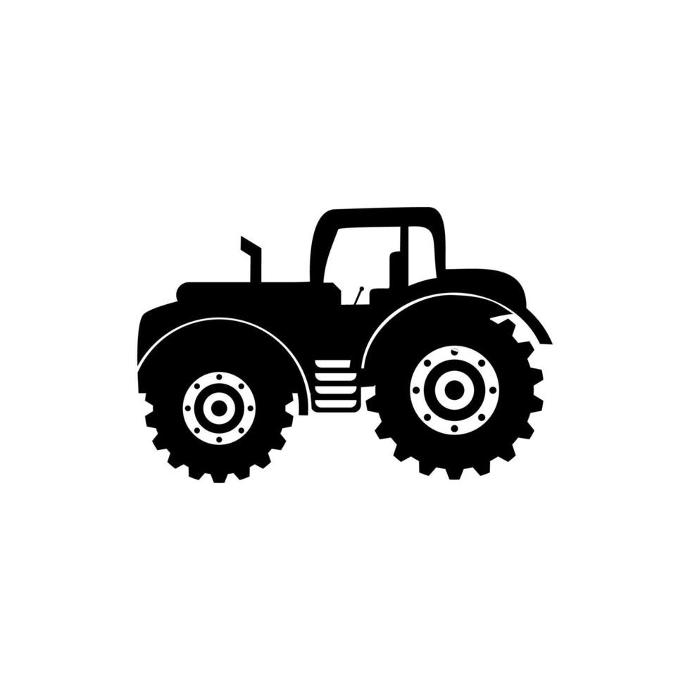 Tractor black simple icon on white background for web design and mobile app vector