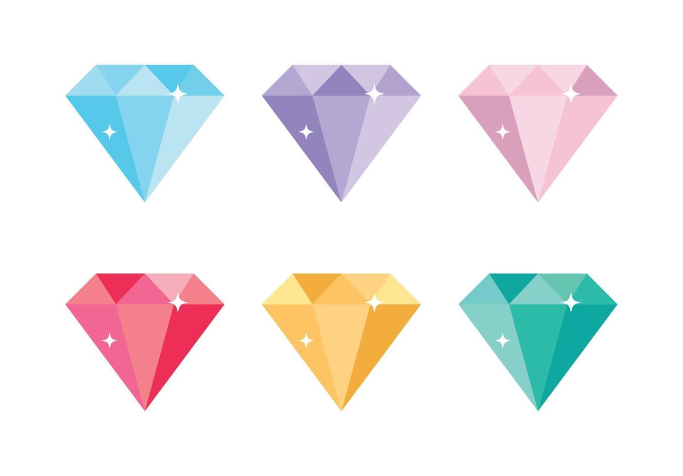 Different colors of gems isolated. Diamonds icon set in different colors. vector