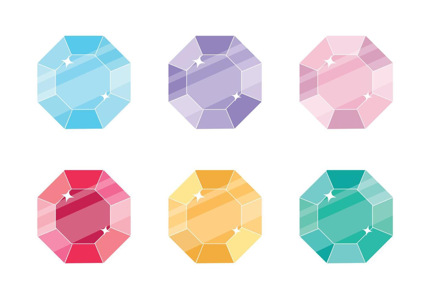 Different colors of gems isolated. Diamonds icon set in different colors. vector