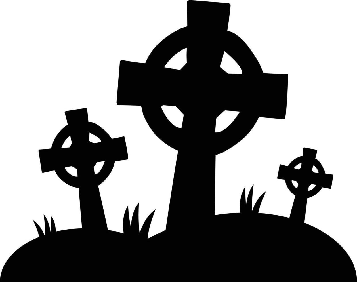 Celtic cross tombstones isolated. Silhouette celtic tombstones icon. Halloween concept. symbol. vector