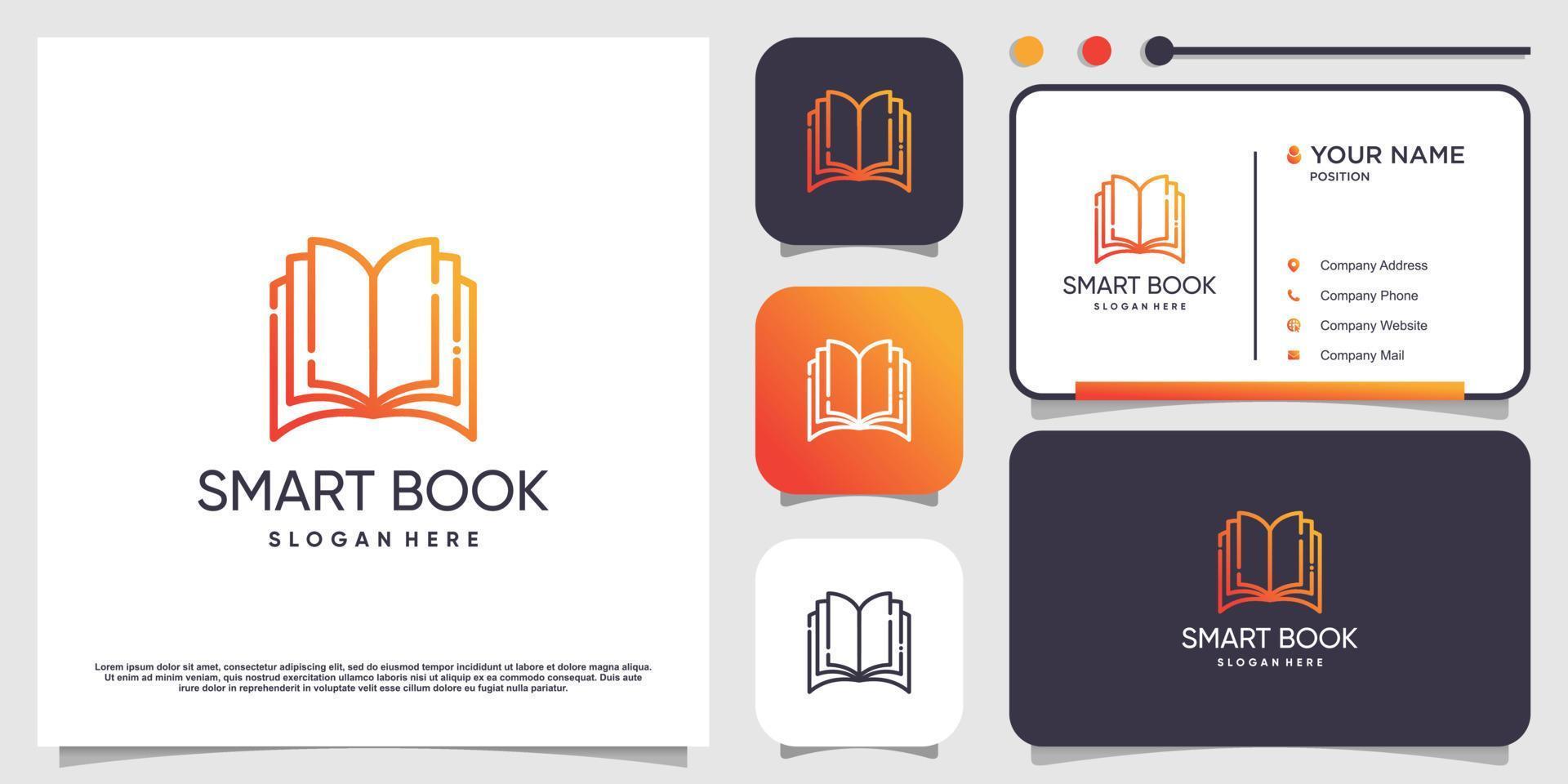 Smart book logo design with unique tech concept vector