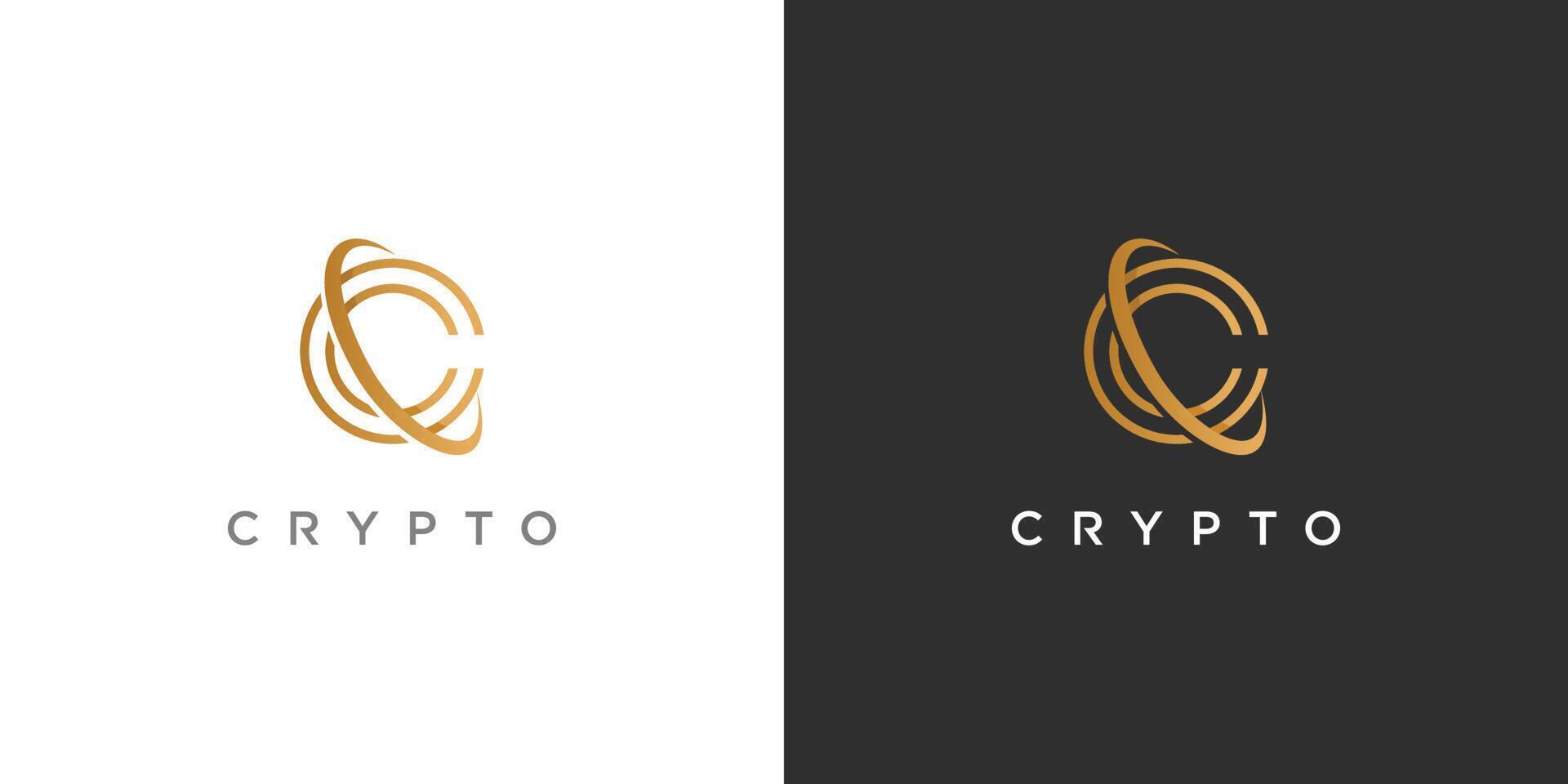 Crypto logo design with creative letter c idea vector