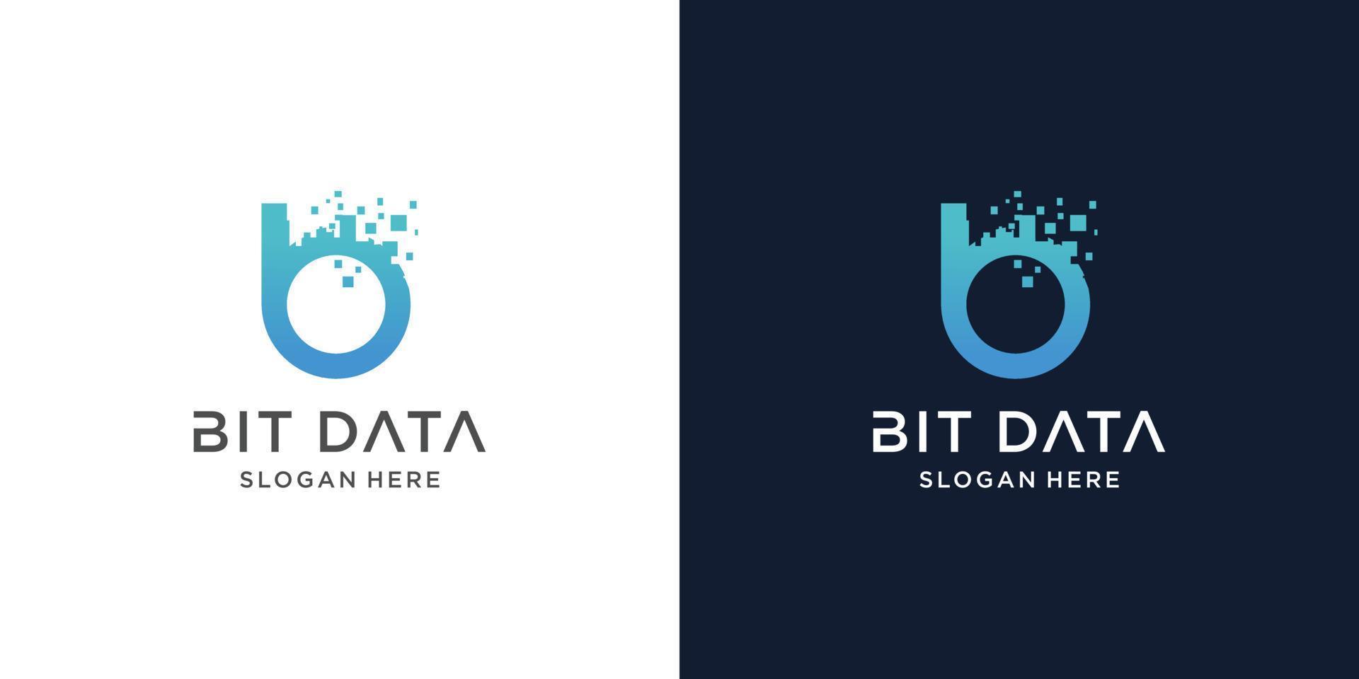 Data logo design with letter b concept idea vector