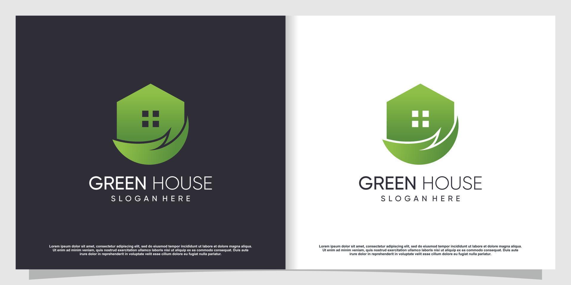 Green house logo design with modern abstract concept idea vector