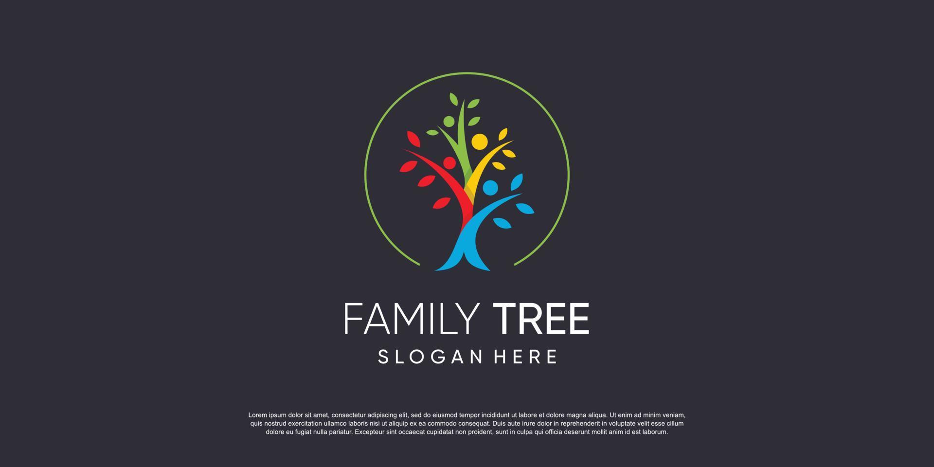 familia árbol logo diseño con moderno resumen concepto idea vector