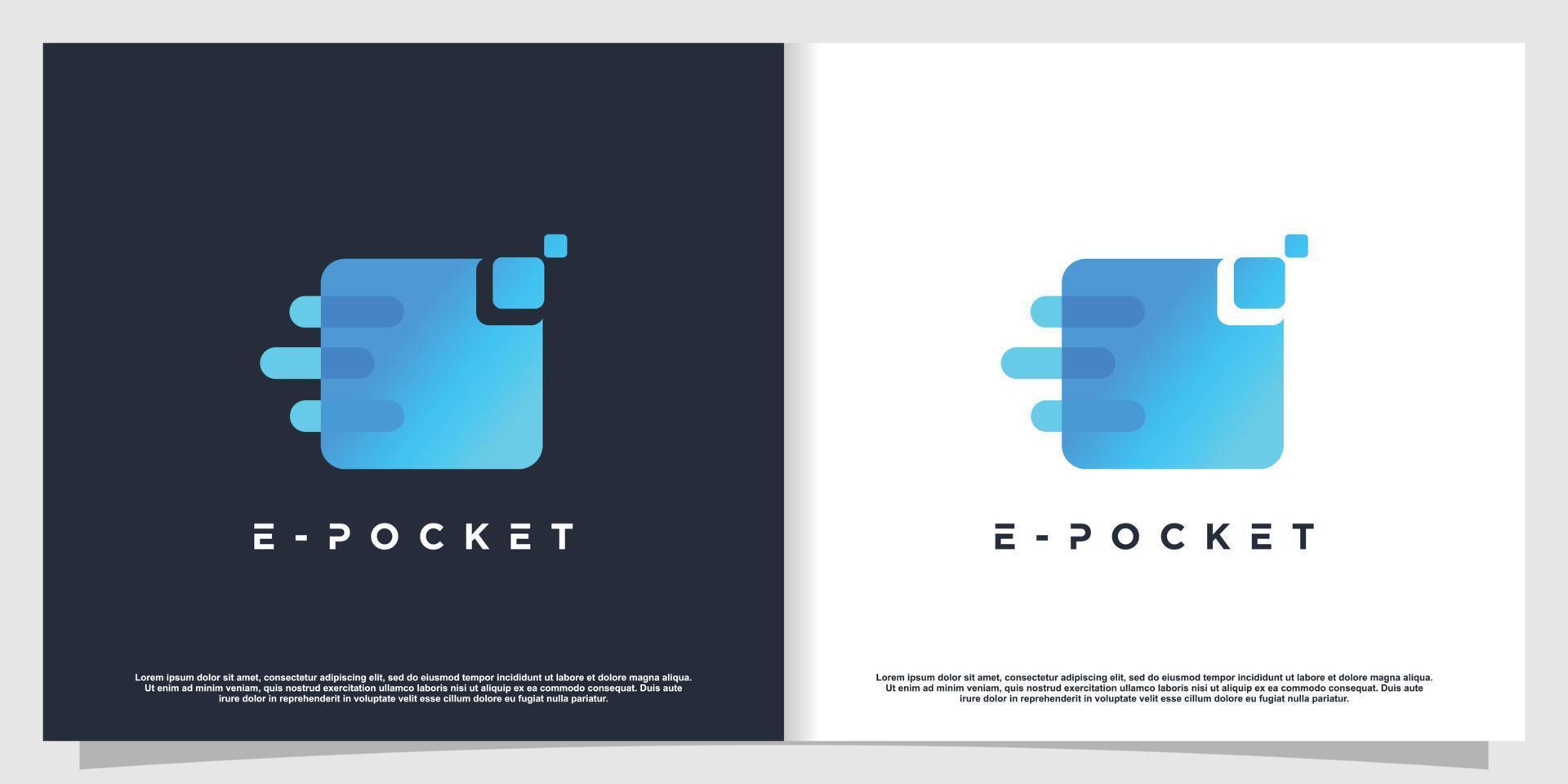 E wallet logo design with modern creative concept idea vector