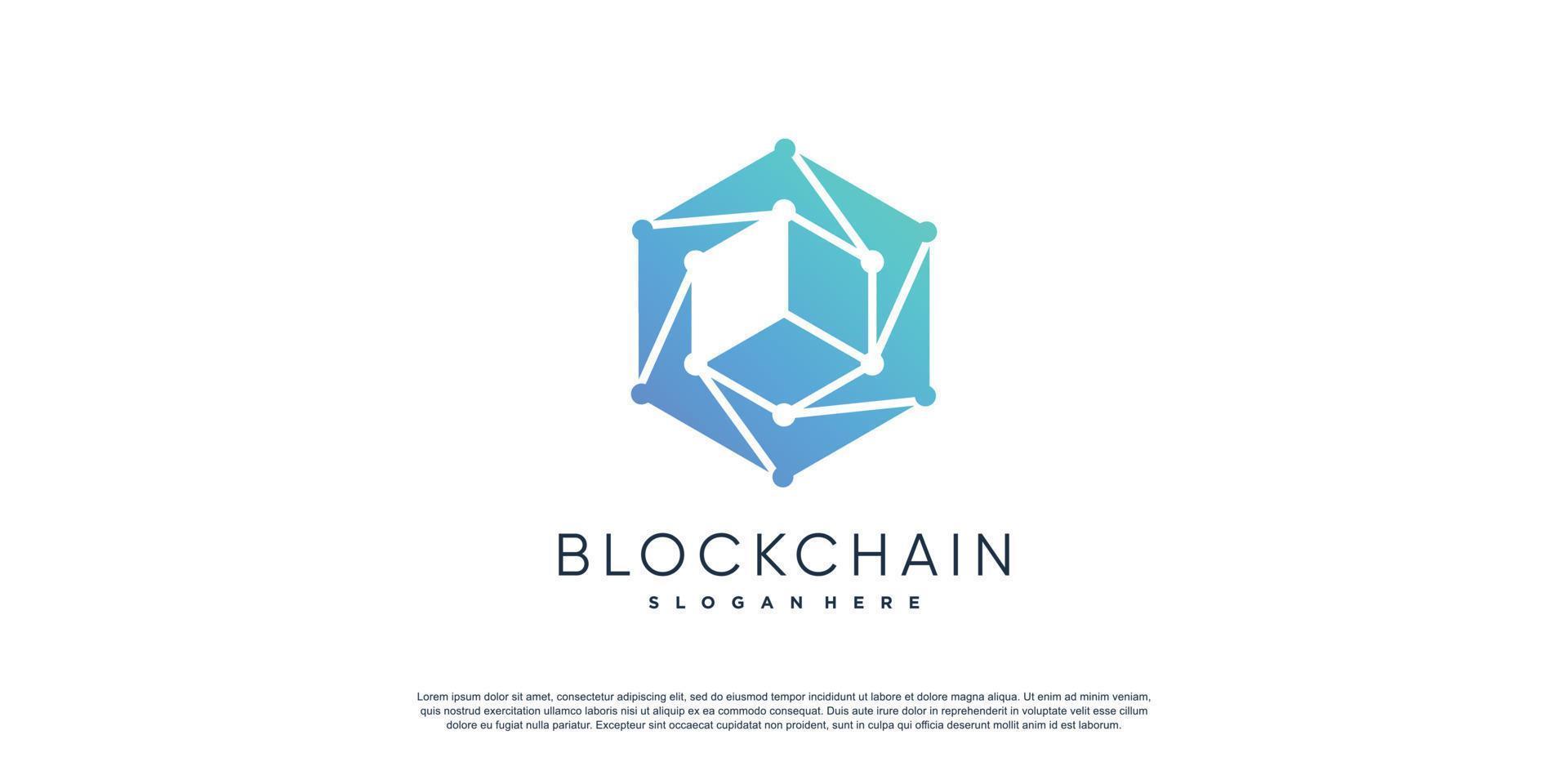 Blockchain logo design with modern style idea vector